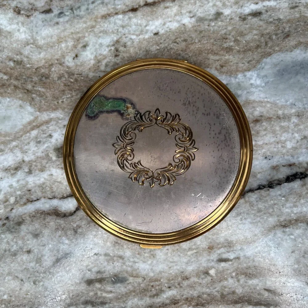 Vintage MCM Makeup Vanity Powder Compact Mirror Art Deco